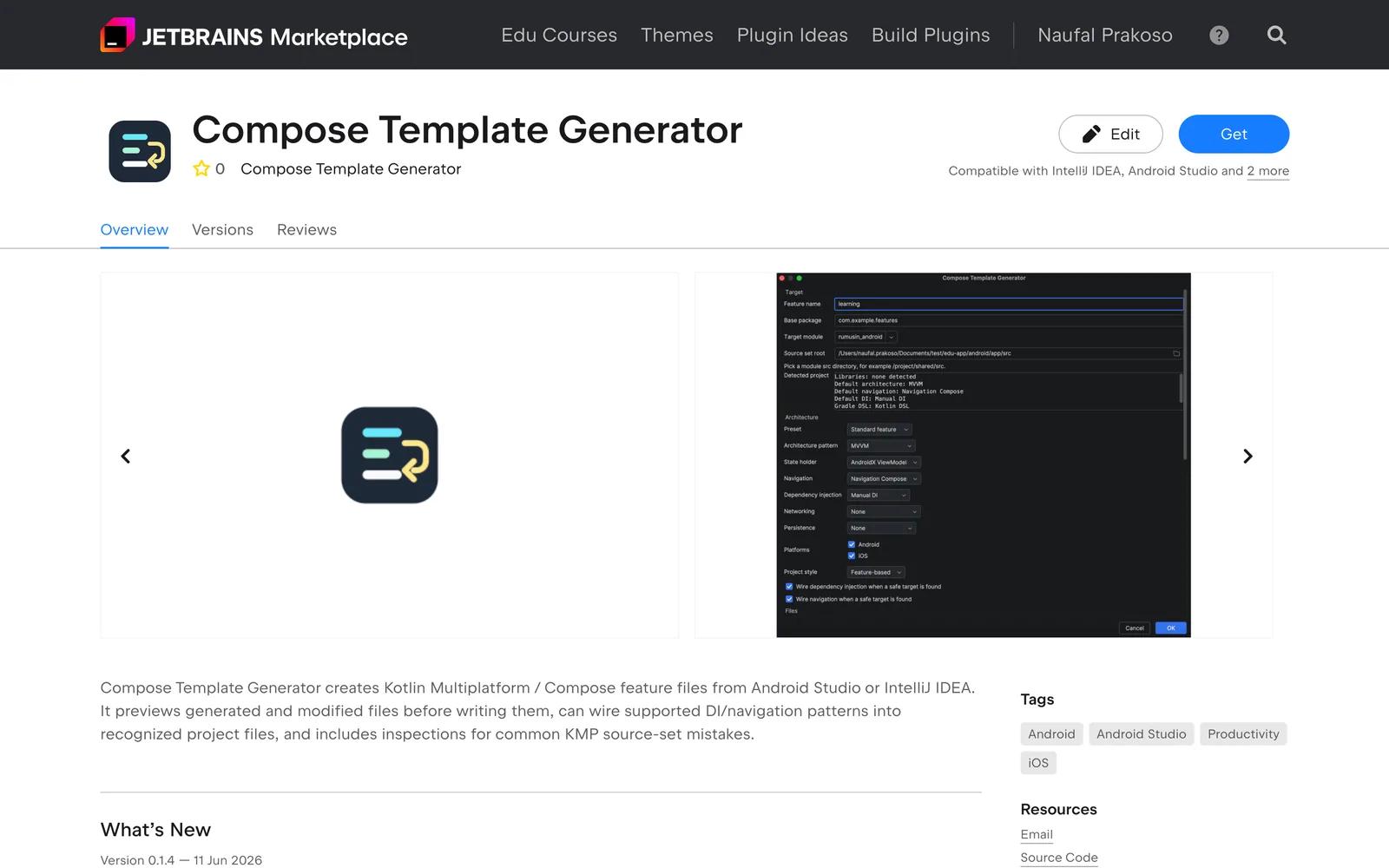 Compose Template Generator tool preview