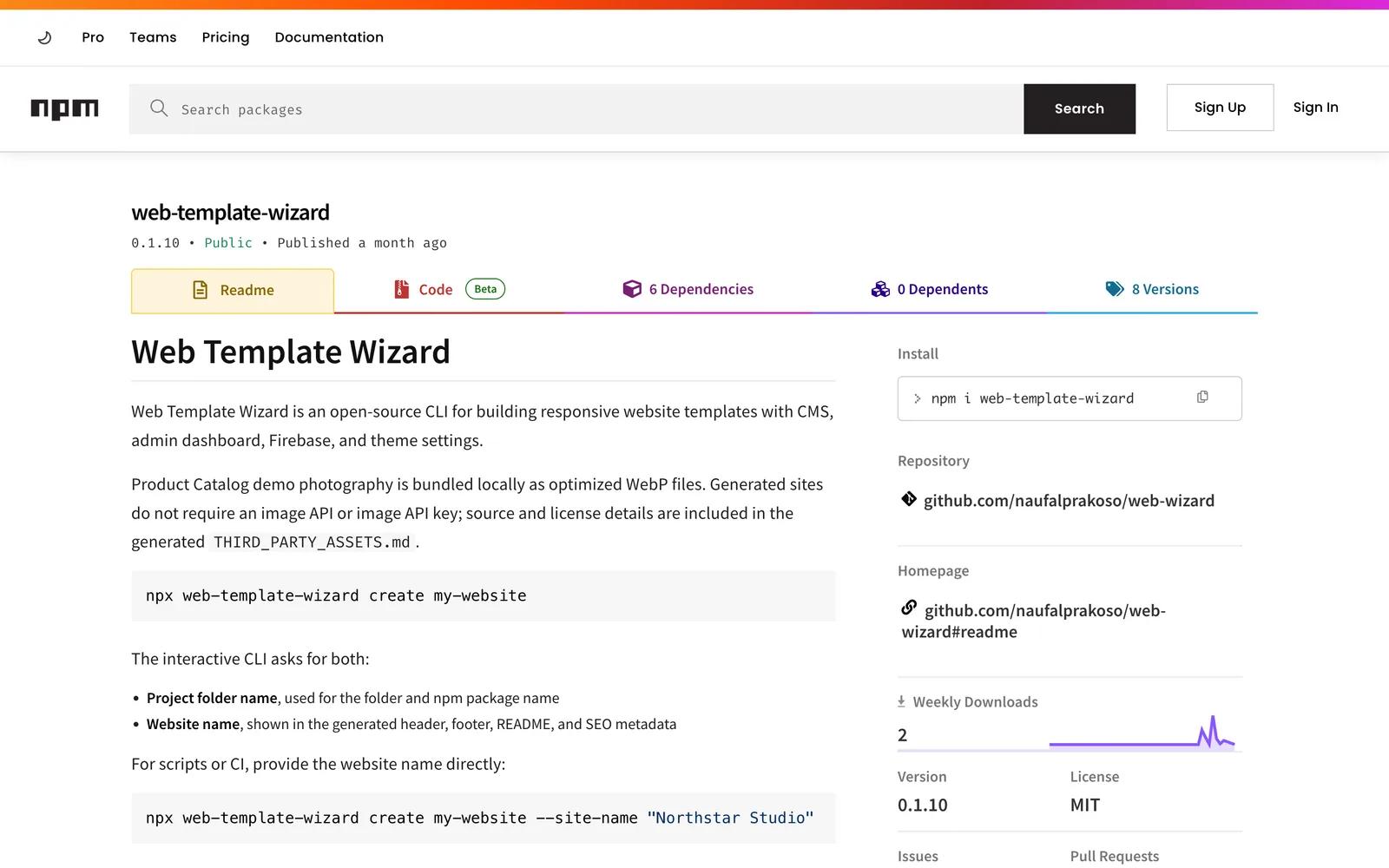 web-template-wizard tool preview