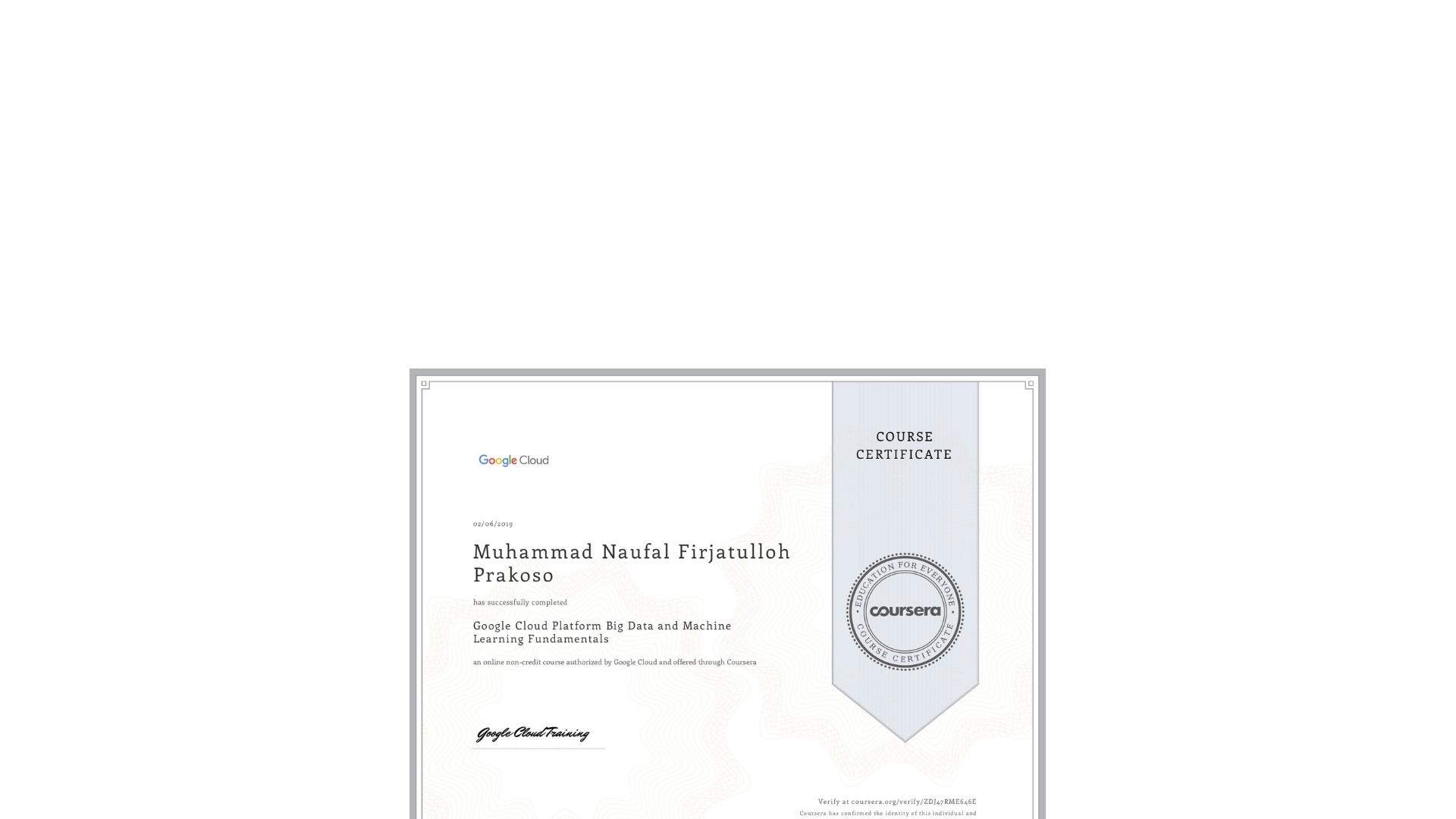 Coursera Cloud Platform Big Data & ML