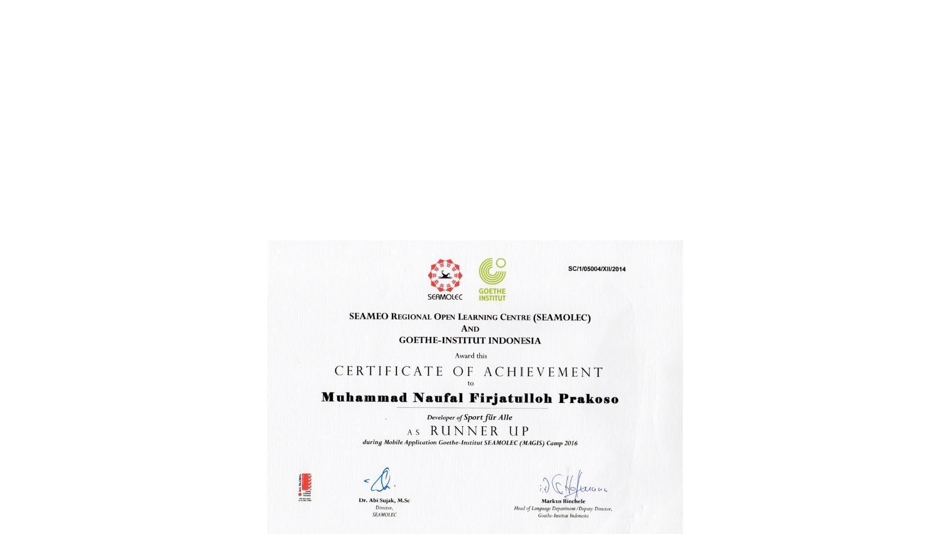Runner Up International Magis Camp Seamolec 2016